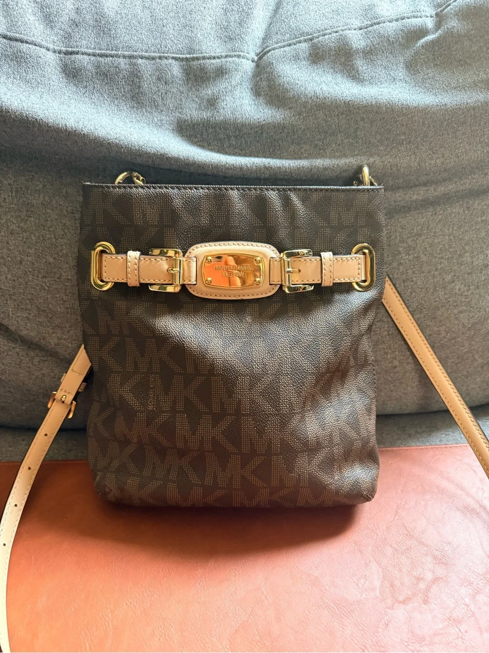 Michael Kors Hamilton East West Crossbody + Matching Card Holder Brown MK